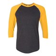 thumbnail image 1 of T-shirt Raglan à Manches Trois Quarts, XS, Heather BlackGold, 1 of 1