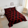thumbnail image 4 of Erosebridal Red Honeycomb Bedding Queen Comforter Set, Neon Geometry Down Comforter, Abstract Room Decor, Reversible 3pcs, 4 of 8