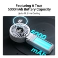 thumbnail image 4 of JISULIFE Ventilateur Portable Polyvalent avec Écran LED, Batterie Rechargeable USB 5000mAh, 5 Vitesses, Cordon Inclus, 4 of 9