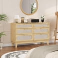 thumbnail image 1 of EDTara Modern Rattan Dresser, Six Drawer Storage Organizer with Integrated Outlets and USB Ports for Bedroom or Closet, 1 of 9