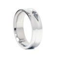 thumbnail image 2 of Mens High Polished Grooved Wedding Band Ring 10K White Gold, 2 of 3