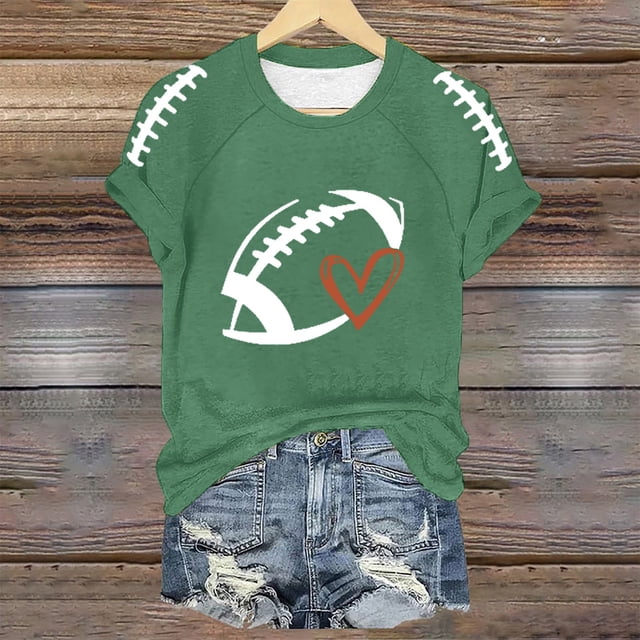 TINZ T-Shirt Imprimé Amusant de Saison de Football pour Femmes T-Shirt à Manches Longues pour Femmes Cold Gear Chemise à Rayures à Manches Longues pour Femmes T-Shirt pour Femmes à Manches Courtes