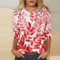 thumbnail image 1 of Jsaierl Automne Manches 3/4 Hauts pour Femmes Décontractés Col Rond Chemises Mode Imprimées T-Shirts Confortables Légers 2024 Blouses pour Dames, 1 of 5
