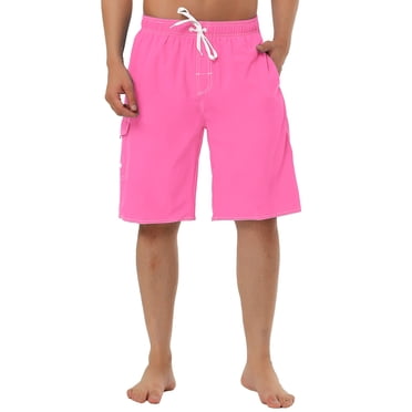 INSPIRE CHIC Shorts de Planche Unis pour Hommes Séchage Rapide Maillots de Bain avec Taille Élastique et Cordon 30 Rose