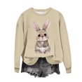thumbnail image 1 of Penkiiy Chemises de Pâques pour Femmes 2024 Manches Longues Mignon Lapin Col Rond Chandail en Molleton Graphique Lapin Décontracté Été Blouse Tunique Hauts 2TG Beige, 1 of 6