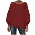 thumbnail image 2 of VgaVtl Womens Sweaters Plus Size Pullover Long Sleeve Womens Sweater Solid Knitted Hollow Red Sweaters, 2 of 4