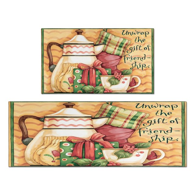 Vintage Kitchen Pattern Kitchen Rug Set Of 2,Kitchen Rugs Mats with Dirty Resistance,washable,water Proof,kitchen Rugs and Mats 17.7x24+17.7x48inch
