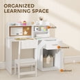 thumbnail image 4 of Qaba Ensemble Bureau et Chaise pour Enfants, Ensemble Table d'Étude et Chaise avec Rangement, Blanc, 4 of 10