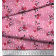 thumbnail image 2 of Soimoi Tissu Satin Modal Feuilles, & Imprimés Floraux Roses au Mètre 42 Pouces de Large, 2 of 3
