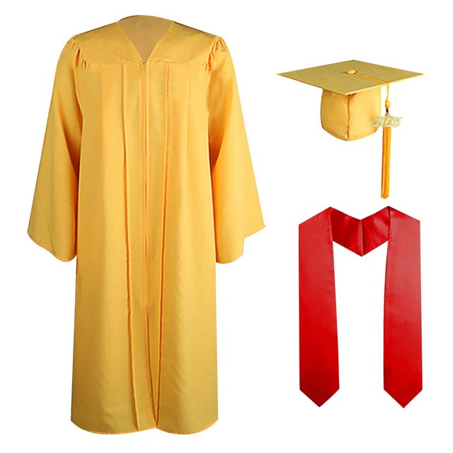 Ensemble Robe de Collation des Grades et Bonnet pour Adulte - Charme Année 2024, Robe en Polyester Unisexe avec Fermeture Éclair