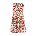 thumbnail image 4 of Ovzne Robes d'Été pour Femmes Robe Femmes Dames Printemps/été Décontractée Sans Manches Mode Bohème Ample Col en V Plissée Imprimée Robe Robe Printemps Imprimée Liquidation, 4 of 7