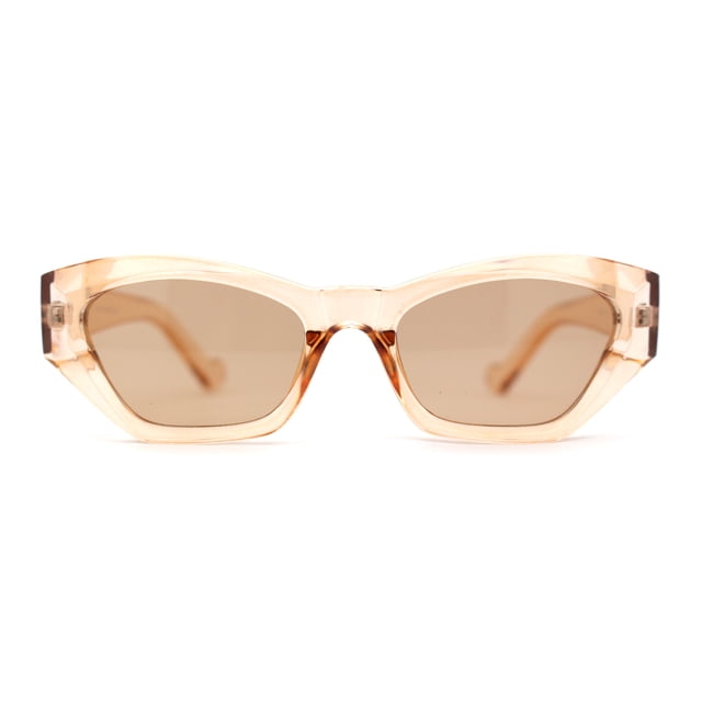 Womens Mod Thick Plastic Chunky Cat Eye Sunglasses Peach Brown