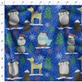 thumbnail image 4 of Soimoi Blue Rayon Fabric Christmas Tree & Penguin Cartoon Print Sewing Fabric Yard 56 Inch Wide, 4 of 5