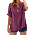 thumbnail image 1 of Baberdicy Oversized Collar Shirts - Women's Loose Fit Solid Color Tops (Breathable Linen, Office to Weekend) Red XL, 1 of 8