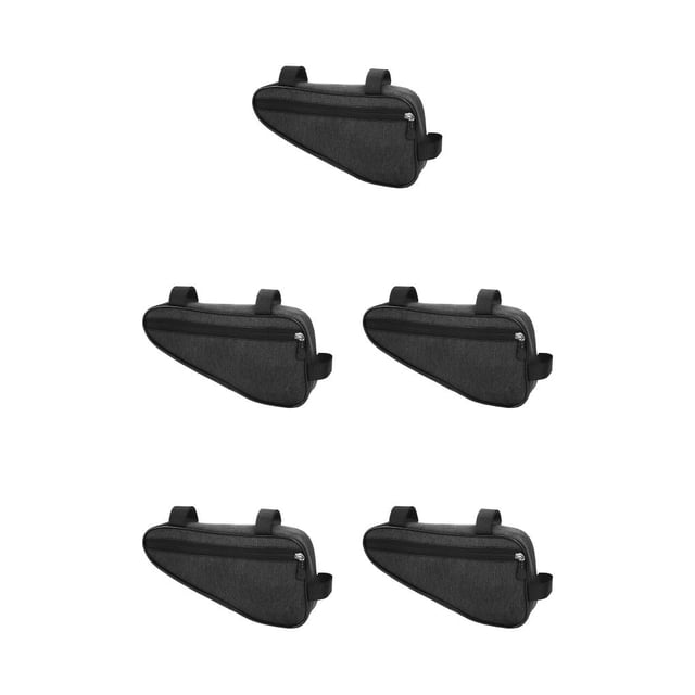 fastboy Mountain Bicycles Front Tube Frame Storage Bag Road Bikes Anti-scratched Triangular Pouch Keys Cellphone Saddle Holder Black 5Set