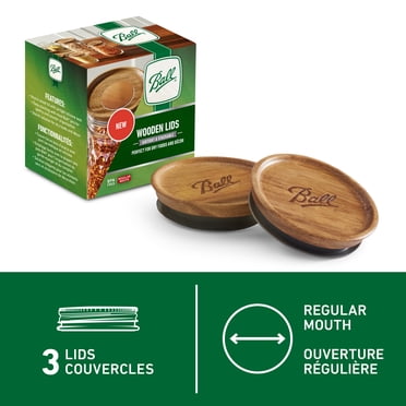 Ball Wooden Jar Lids, Regular Mouth, 3 Pack