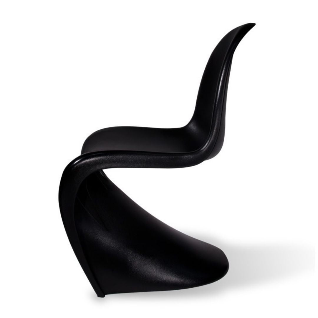 Heavenly Collections | Modern S-Shaped Plastic Dining Chairs (Set of 4) - Mid-Century Retro High Gloss Black Cantilever Side Chairs for Kitchen & Dining Area