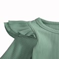 thumbnail image 4 of Baby Girl Solid Color Clothes Sets Cotton Bodysuit Tops Flared Pant Bell Bottom Outfits, 4 of 5