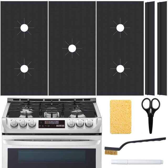 EIGTHTAIL 3 Pack Protecteurs de Brûleur de Cuisinière à Gaz avec 2 Couvre-Écarts Lavables Réutilisables pour Cuisinière à Gaz Coussinets de Protection pour Cuisinière à Gaz Samsung