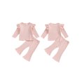 thumbnail image 2 of Gupgi 2Pcs Baby Girl Fall Outfits Ruffle Infant Long Sleeve Sport Print Tops + Flare Pants Set Toddler Clothes, 2 of 9