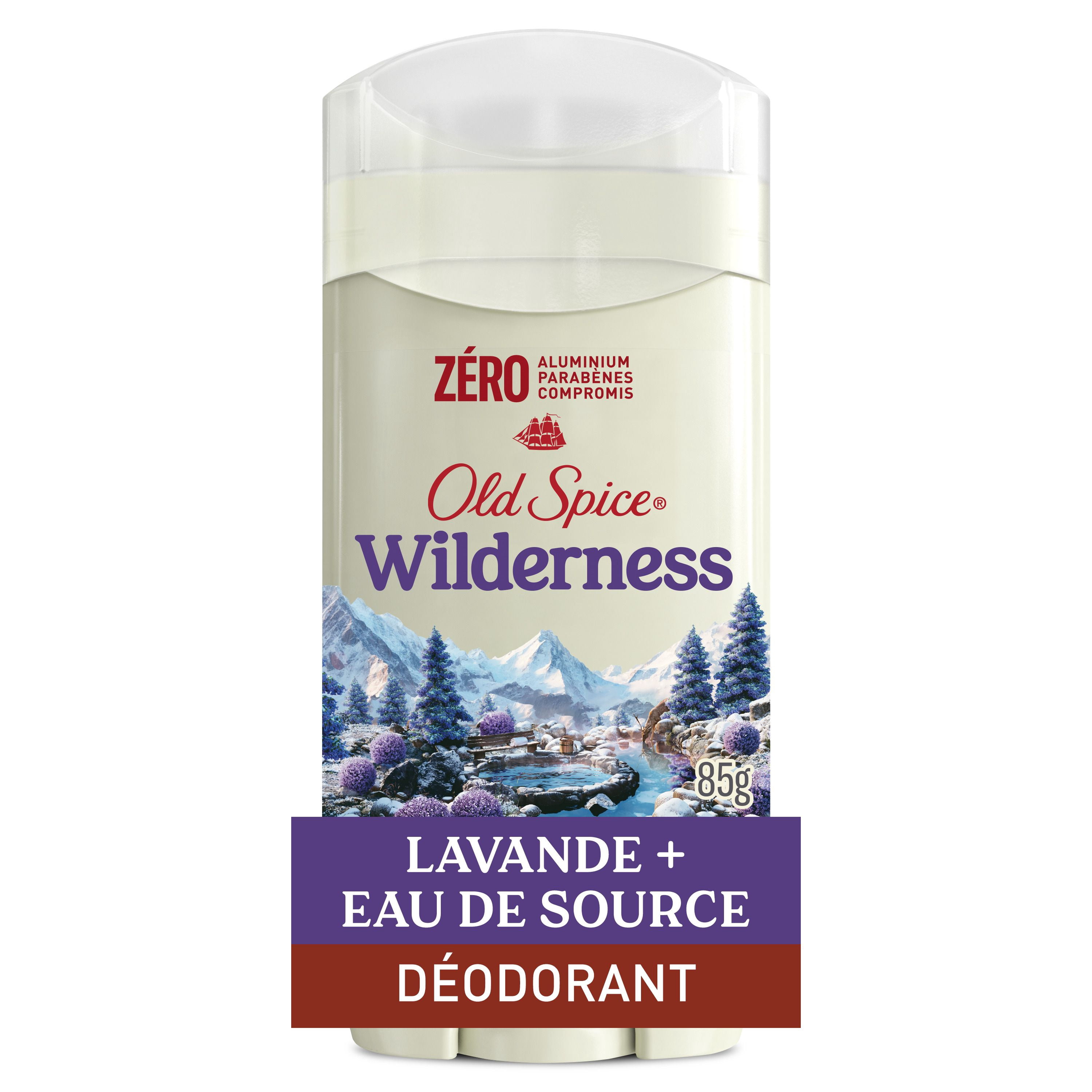 Désodorisant Old Spice pour hommes au parfum Wilderness, fraîcheur longue durée 24 heures sur 24, 7 jours sur 7, sans aluminium