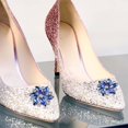 thumbnail image 4 of KLKCMS 2 Pcs Elegant Rhinestone Clips s Jewelry Crystal Decoration Buckle Heels Diamond Blue, 4 of 6