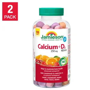 Jamieson Calcium + Vitamine D3 Des ogives, 2 x 110 Gummies