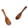 thumbnail image 2 of UPGRATOR Brown Wood Cooking Spoon 2Pcs Set For Salad And Soup Serving Long Flat Design Cutlery, 2 of 8