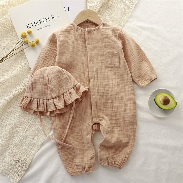 Cowsor Combinaison Longue Unie pour Bébé – Combinaison d'Été pour Ramper (0-24 m)