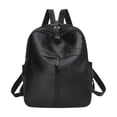 thumbnail image 1 of Black Leather Backpack, Durable Material With Multiple Compartments, Adjustable Straps, For School, Work, And Travel, 1 of 6