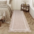 thumbnail image 4 of GlowSol 2'x6' Scalloped Bow Border Area Rug, Modern Solid Washable Rug with Non Slip TPR Backing, Stain Resistant Low Pile Indoor Carpet Mat for Bedroom Hallway Nursery Decor, Camel, 4 of 8