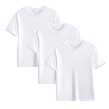 Plebaso Lot de 3 T-Shirts en Coton pour Enfants, Manches Courtes, Col Rond, Chandails Décontractés Unis Basiques, Hauts pour Unisexe