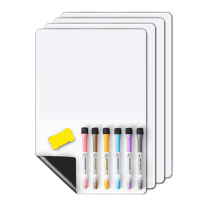 4 PCS Tableau blanc d'effacement magnétique - Réfrigérateur, Magnet mural technologie de protection contre les taches, 12 X 8 Pouces