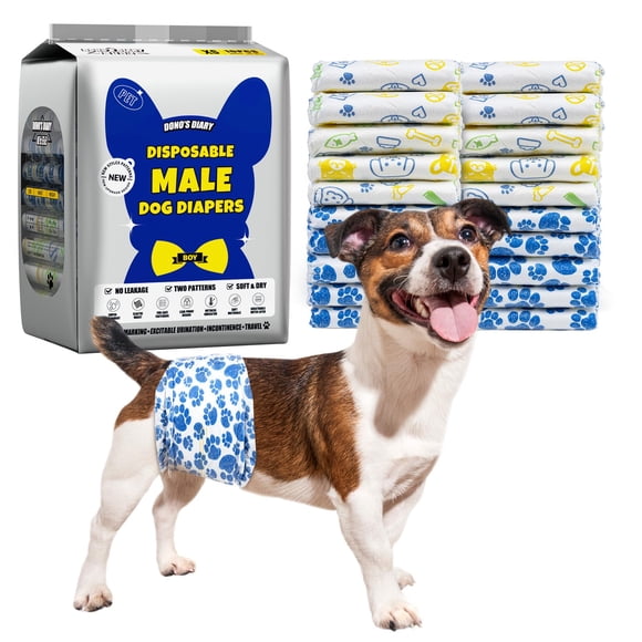 Dono Dog Diapers Male, Super Absorbent Male Dog Wraps, Rapid-Dry Gel Technology Doggie Diapers, Disposable Dog Belly Band, Wetness Indicator Puppy Di