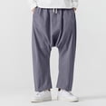 thumbnail image 5 of Yusimy Men's Casual Drop-Crotch Pants Elastic Waist with Drawstring Solid Color Loose-Fit Streetwear Style Functional Trousers with Pockets, 5 of 5