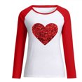 thumbnail image 4 of RKSTN Chandail de la Saint-Valentin pour Femmes, Chandail à la Mode avec Lettres et Cœurs Imprimés, Manches Longues, Col Rond, Hauts à Empiècements, 4 of 4