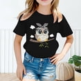 thumbnail image 2 of Hauts pour Filles Imprimé Mignon Col Rond Manches Courtes Tee Été Mode Ample Vêtements pour Petites Filles Noir 10-12 Ans, 2 of 4