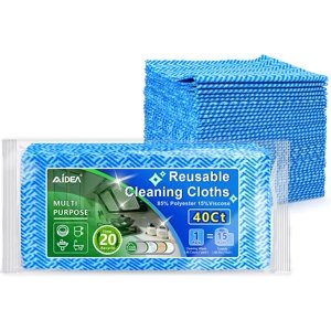 AIDEA Essuie-mains de nettoyage, linge de toilette réutilisable, linges de ménage, serviettes de nettoyage et linge de vaisselle 40Ct(1 Boîte)-(12'x24')
