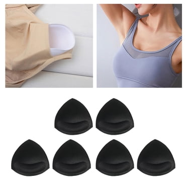 3 Paires d'Insertions Triangulaires pour Soutiens-Gorge Coussinets Amovibles Bonnets de Soutien-Gorge Inserts Coussinets de Remplacement Éponge Femmes pour Sports Noir