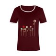 thumbnail image 3 of EGNMCR T-Shirts pour Femmes Femme Couleur Imprimé de Fleurs Manches Courtes Col Rond Décontracté Hauts Amples Manches Courtes, 3 of 4