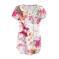 thumbnail image 4 of HKEJIAOI Femmes Mode Col en V Tunique à Imprimé Floral Hauts Boutons T-shirt à Manches Courtes, 4 of 7