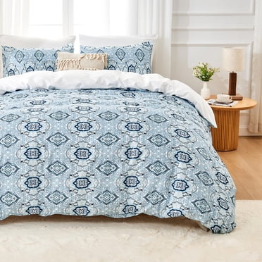 Hitime Queen Duvet Cover Set, Soft & Breathable Microfiber 3 Pieces Queen Bedding Sets, Pattern Queen Comfy Duvet Cover Set, with Zipper Closure (Queen)
