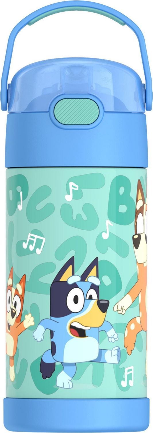 Thermos Kids Bouteille d'eau isolée sous vide avec paille rabattable, 355 ml, Bluey