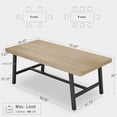 thumbnail image 2 of 71 Inch Modern Farmhouse Rectangular Dining Table, Adjustable Feet, Seats 6 to 8, Ideal for Kitchen Dining Living Room, Black Wood Color Brown Grey, 2 of 9