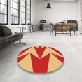 thumbnail image 4 of Ahgly Tapis Rond Lavable en Machine Intérieur Transitionnel Jaune Safran, 6 Pieds Rond, 4 of 7