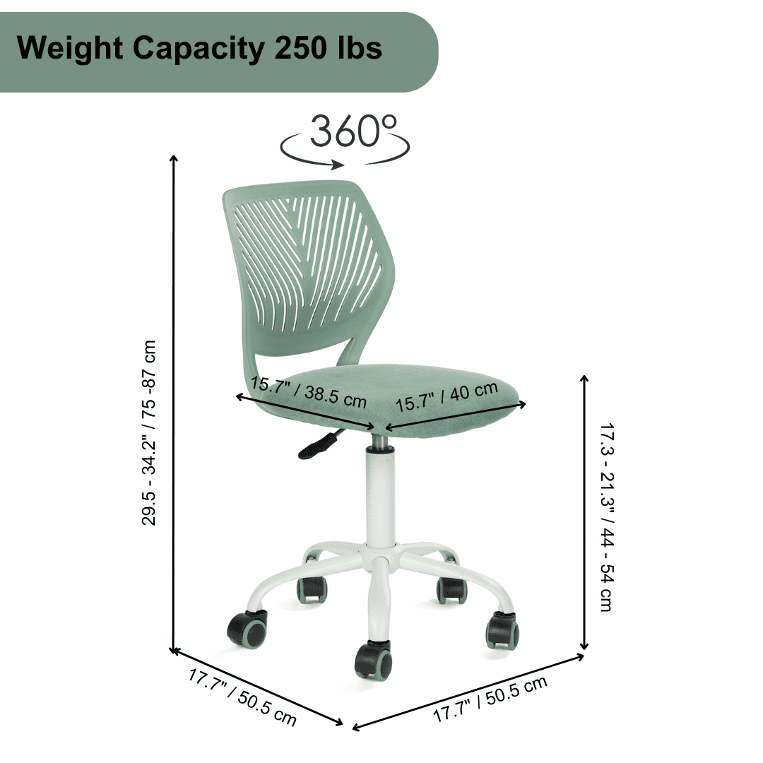 Chaise de bureau pivotante réglable Homy Casa avec assise rembourrée pour bureaux d'étude en dortoir