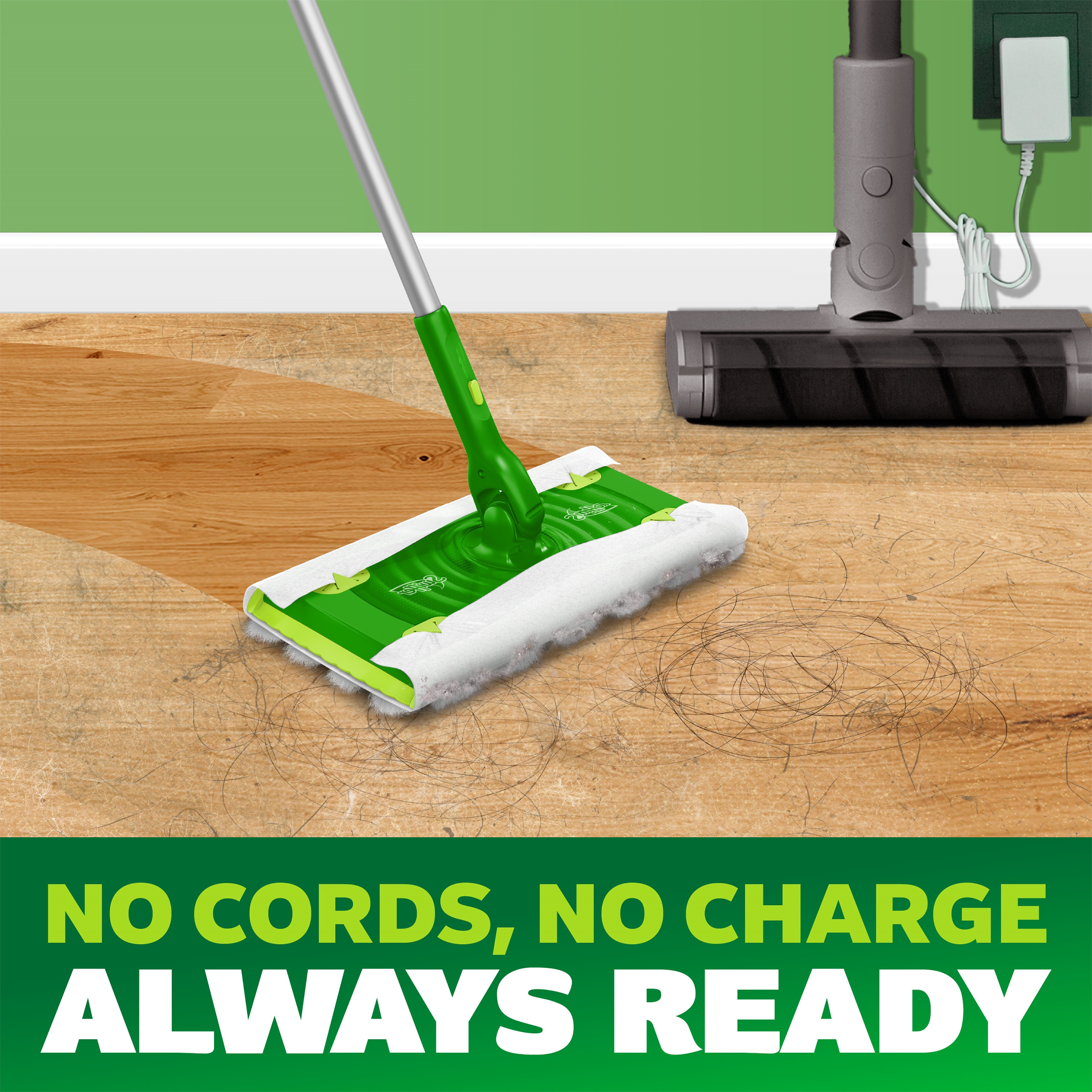 Swiffer Hair Magnet Pro Starter Kit with Collapsible Pole, 6 Hair Magnet Dry Cloths, 2 Bonus Mop & Go Wet Cloths