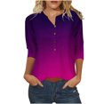 thumbnail image 2 of Hauts d'Été pour Femmes 2023 Mode Féminine Manches Trois-Quarts Col Rond Rétro Imprimé de Pâques Blouse Ample Bohemian T-Shirt Grande Taille pour Femmes, 2 of 5