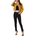 thumbnail image 2 of INSPIRE CHIC Veste Courte Décontractée pour Femme en Faux Suède à Col Cranté Boutonnée avec Poches Jaune G, 2 of 5