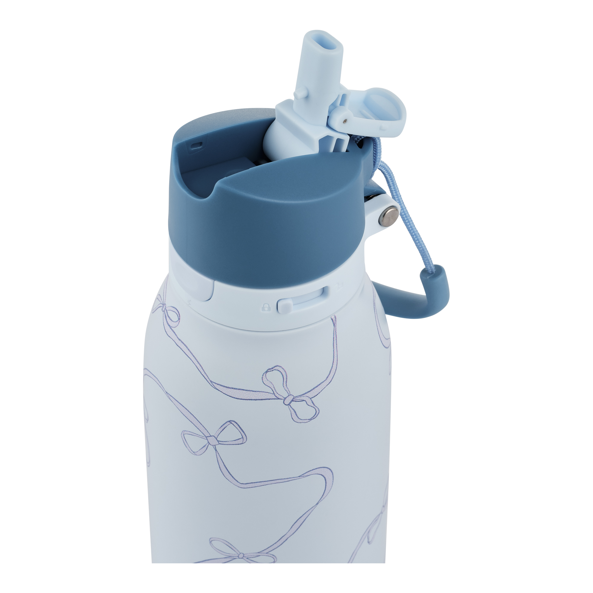 Bouteille d'eau TAL 2-en-1 en acier inoxydable de 710 ml (24 oz) avec paille et bouchon à pression, nœuds bleus